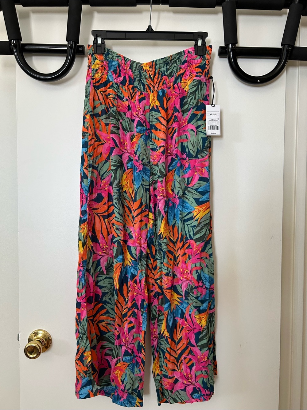 Shade & Shore Multicolor Tropical Print Pants - Teal, Pink, Orange